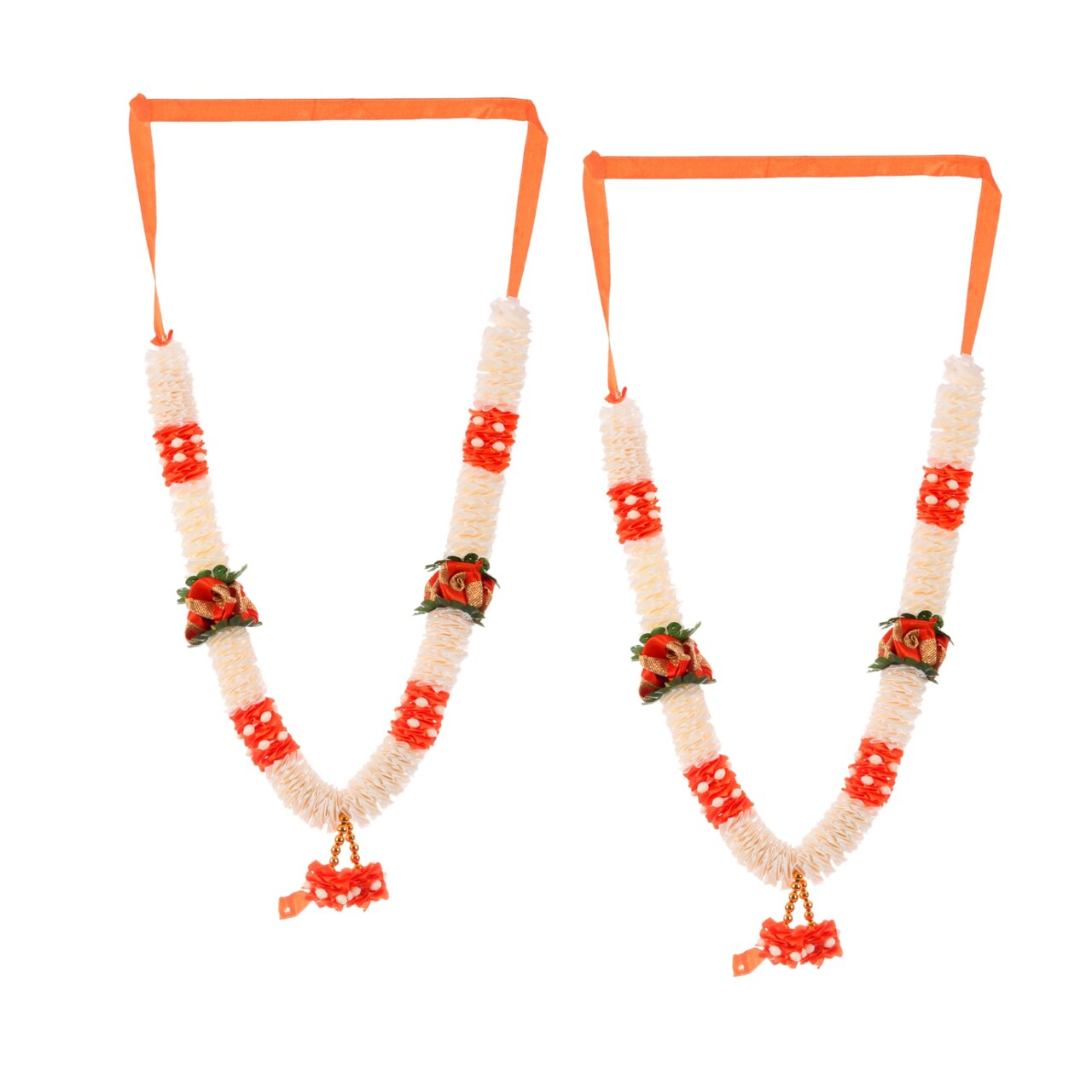 2PC Idol Mala 12 Inch God Goddess Haar Mala Indian Garland Jaimala Makhmali Bhagwan Haar Idol Pooja Item Garland for Photo Frame God Shringar Reusable Satin Mala Temple Decor